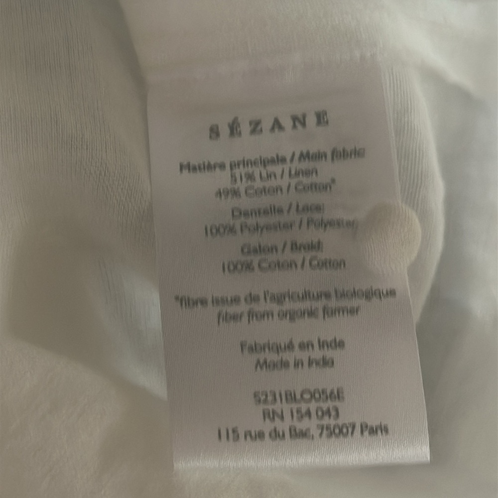 Sezane White Lace Detail Women's Top Blouse Medium 8/40 - Picture 9 of 10